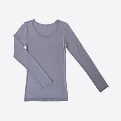 Womens Merino Wool/Silk Top - Grey