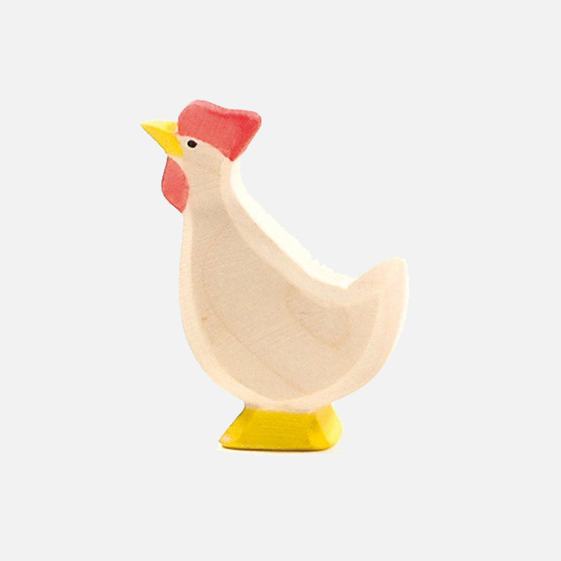 Handcrafted Wooden White Hen