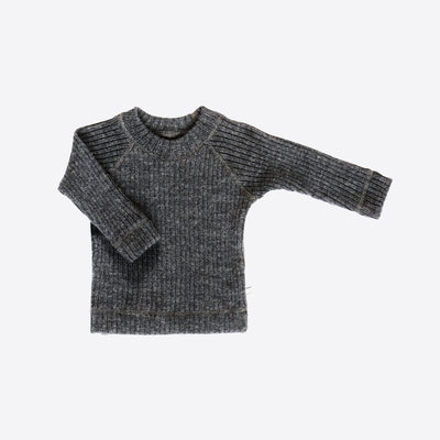 Baby & Kids Merino Wool Heavy Rib Sweater - Charcoal