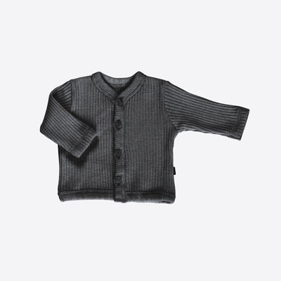 Baby & Kids Merino Wool Heavy Rib Cardigan - Charcoal