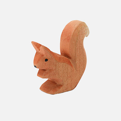 Handcrafted Wooden Small Red Sitting Squirrel