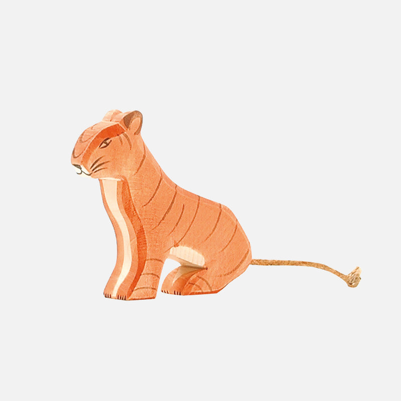 Handcrafted Wooden Tiger Sitting