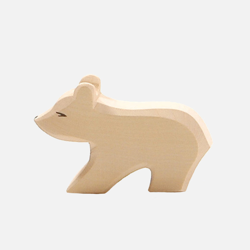 Handcrafted Wooden Polar Bear Cub Playing