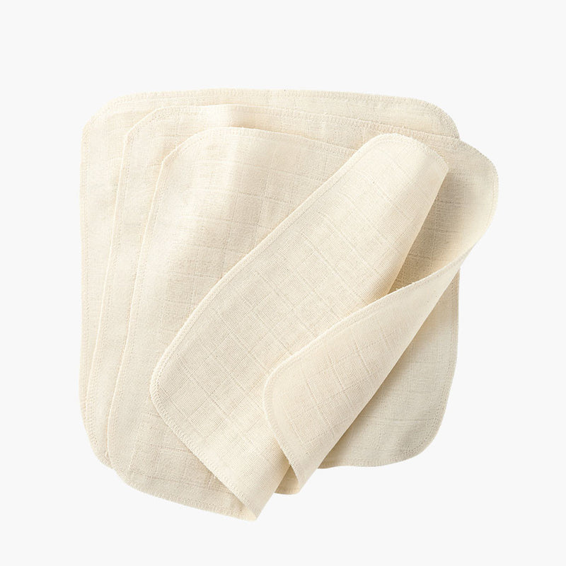 Cotton Muslin Wash cloths - Natural - Set of 5