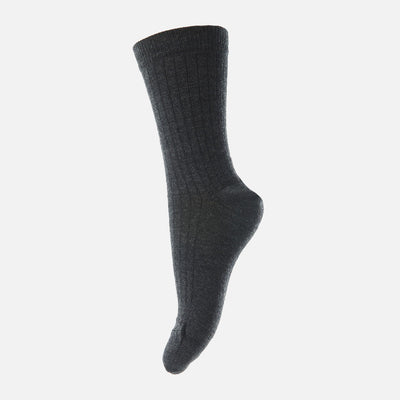 Wool Rib Socks - Dark Grey