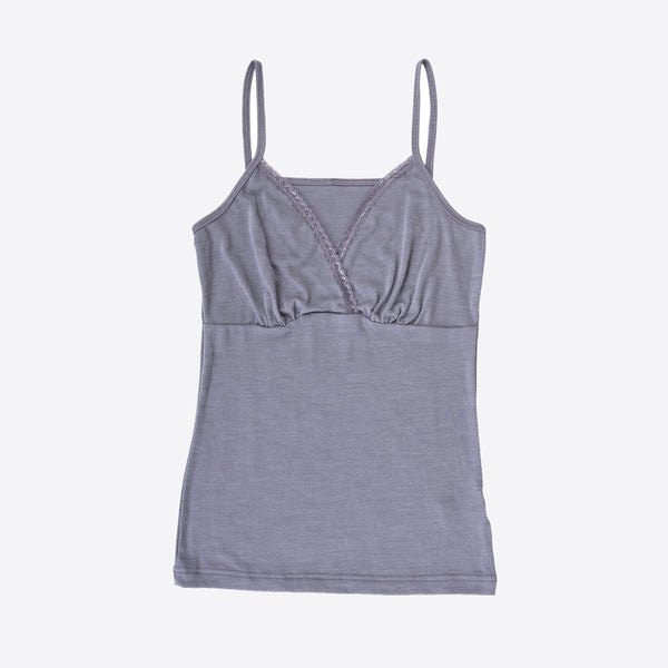 Womens Merino Wool/Silk Strap Vest - Grey