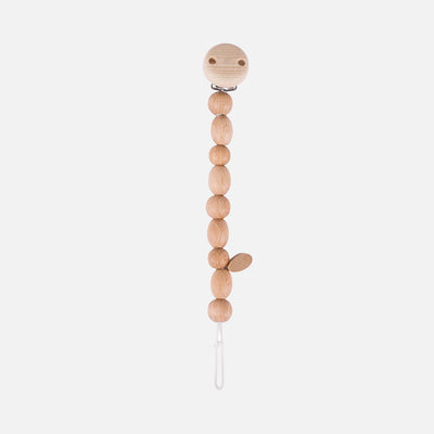 Wooden Pacifier Chain Clip/Holder - Natural
