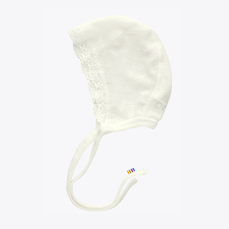 Baby Merino Wool/Silk Lace Bonnet - Natural