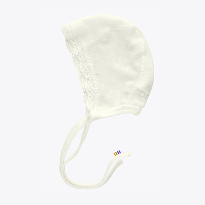 Baby Merino Wool/Silk Lace Bonnet - Natural