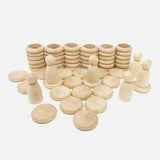 Wooden Natural Nins, Rings & Coins - 48 Pieces
