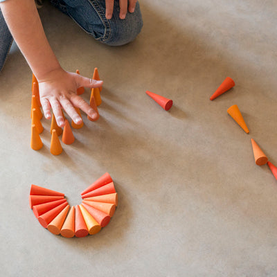 Wooden Orange Cones Mandala - 36 Pieces