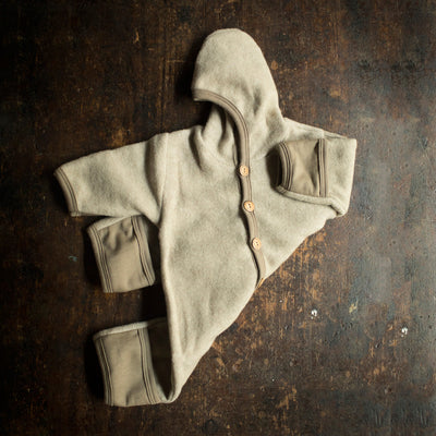 Baby Merino Wool/Cotton Fleece Suit - Latte