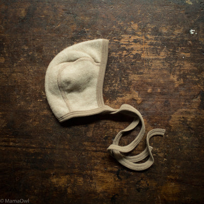 Baby Merino Wool/Cotton Fleece Bonnet - Latte