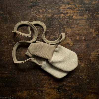 Baby Merino Wool/Cotton Fleece Mittens - Latte