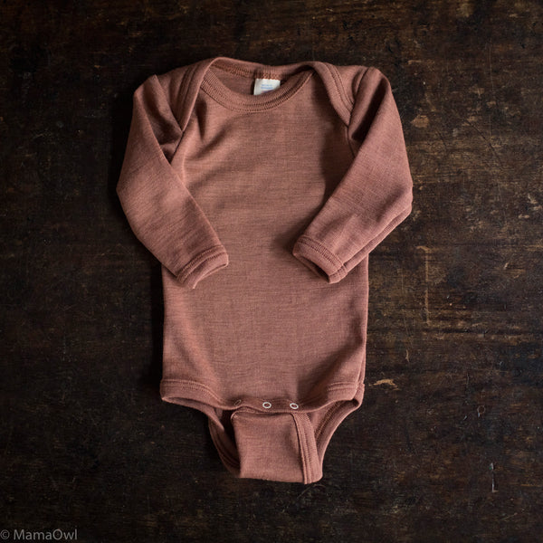 Robin Baby Body - Merino Wool & Silk - Rosewood
