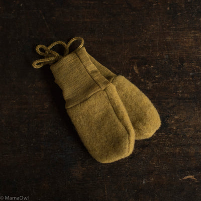 Baby Merino Wool Fleece Mittens - Saffron Melange