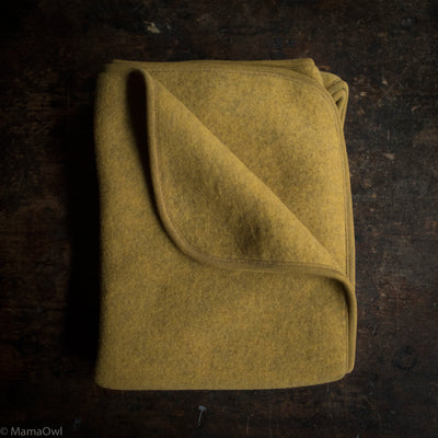 Merino Wool Fleece Swaddle / Baby Blanket - Saffron melange