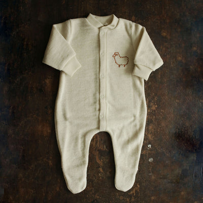 Baby Merino Wool Terry Pyjamas - Natural