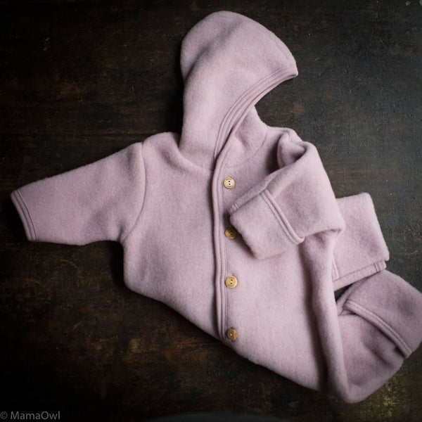 Baby Merino Wool Fleece Suit - Lilac Rose