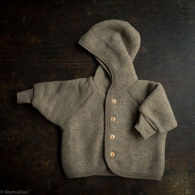 Baby & Kids Merino Wool Fleece Jacket - Walnut Melange