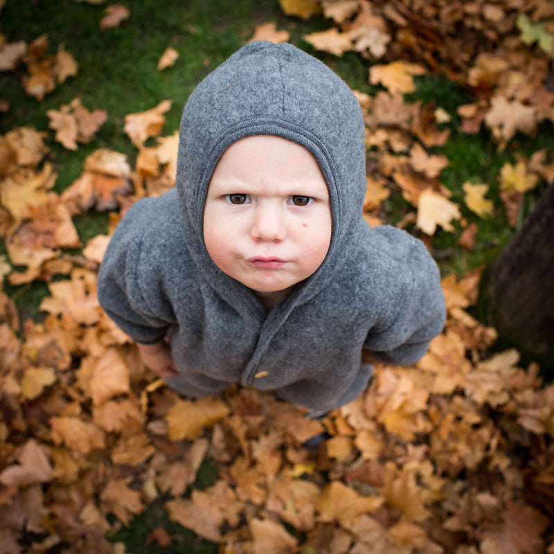 Baby/Kids' Merino Wool Fleece Suit in grey sizes months-4