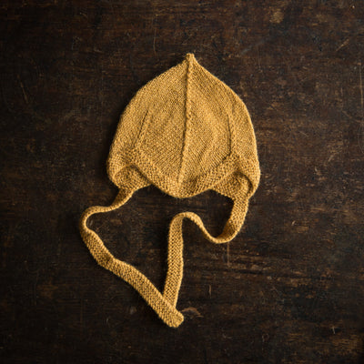 Baby Hand Knit Alpaca Bonnet - Mustard