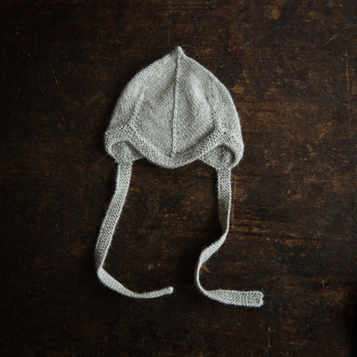 Baby Hand Knit Alpaca Bonnet - Light Grey