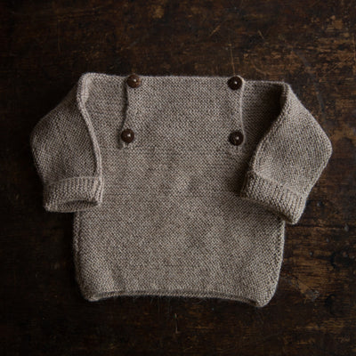 Baby Hand Knit Alpaca Sweater - Oatmeal