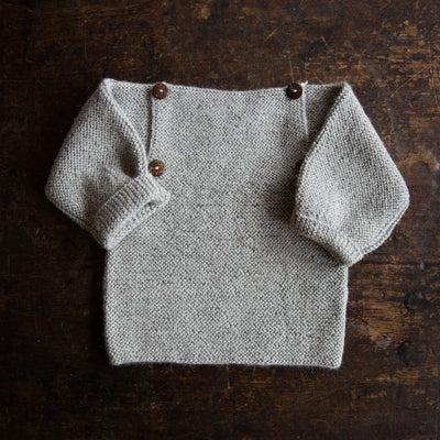 Baby Hand Knit Alpaca Sweater - Light Grey