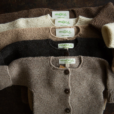 Baby Hand Knit Alpaca Cardigan - Brown