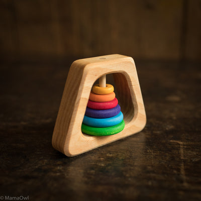 Wooden Rainbow Rattle Pyramid