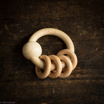 Wooden Round Touch Ring/Rattle
