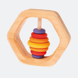Wooden Rainbow Rattle - Hexagonal