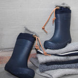 Natural Rubber Wool Lined Boots - Blue