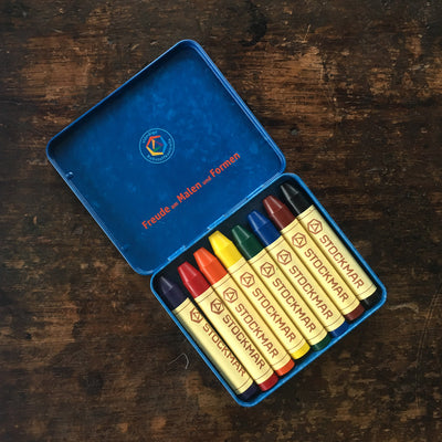 Wax Stick Crayons in Tin - Set of 8