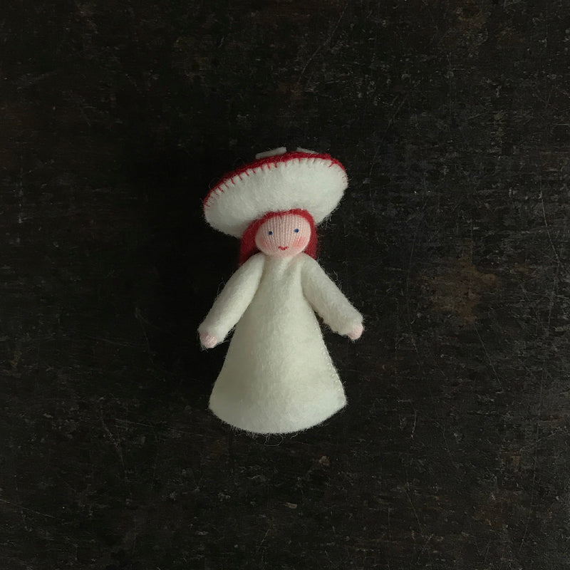 Handmade Wool Fairy - Fly Agaric - White