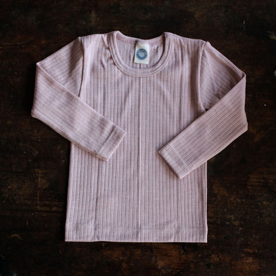 Merino Wool/Cotton/Silk LS Top - Pale Pink