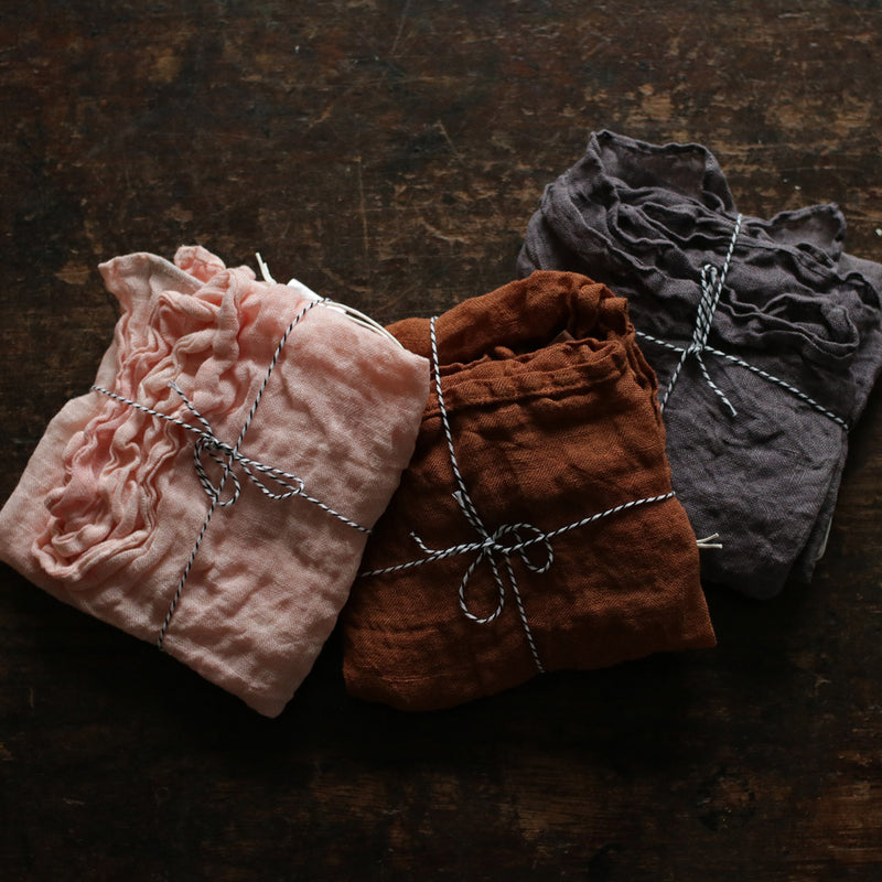 Hand Dyed Linen Wina Muslin Cloth/Scarf - Pink