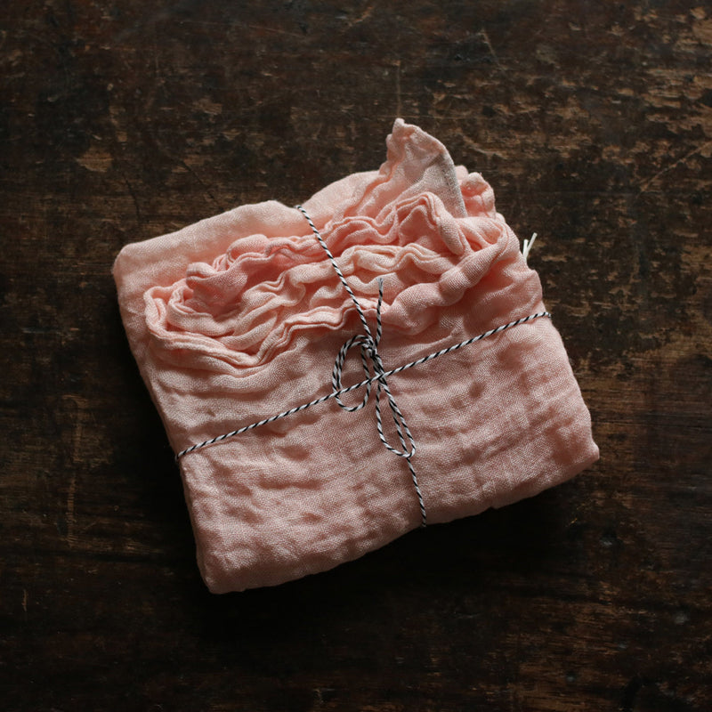 Hand Dyed Linen Wina Muslin Cloth/Scarf - Pink