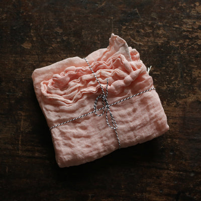 Hand Dyed Linen Wina Muslin Cloth/Scarf - Pink