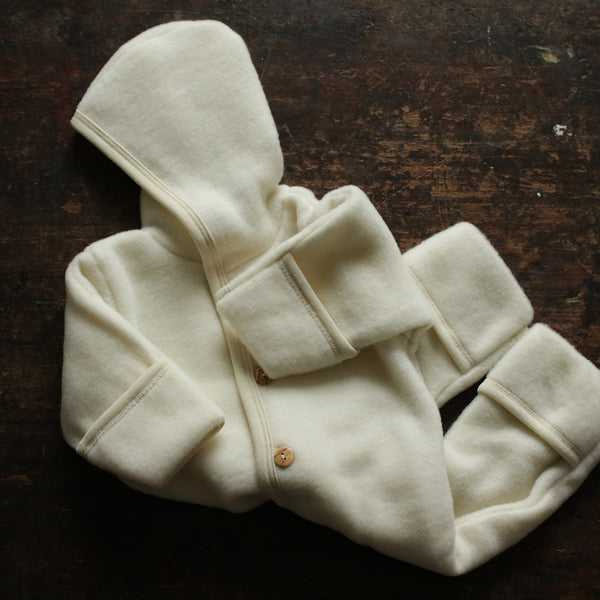 Baby Merino Wool Fleece Suit - Natural