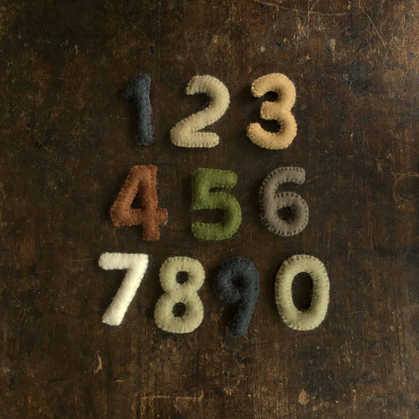 Felted Wool Numbers - Natural