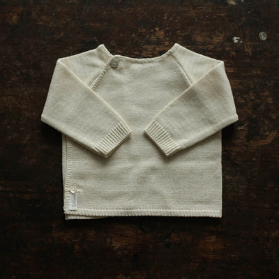 Baby Bourette Silk Side Close Cardigan - Natural