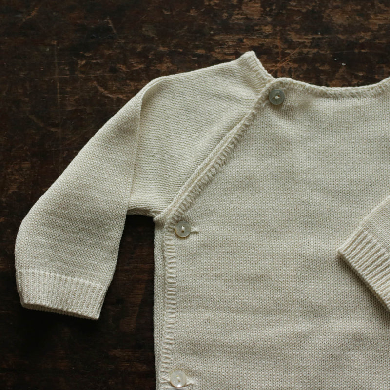 Baby Bourette Silk Side Close Cardigan - Natural