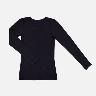Women's Merino Wool Long Sleeve Top - Black