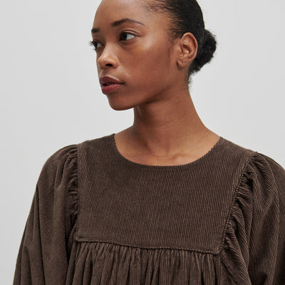 Women’s Cotton Corduroy Delphine Dress - Dark Brown