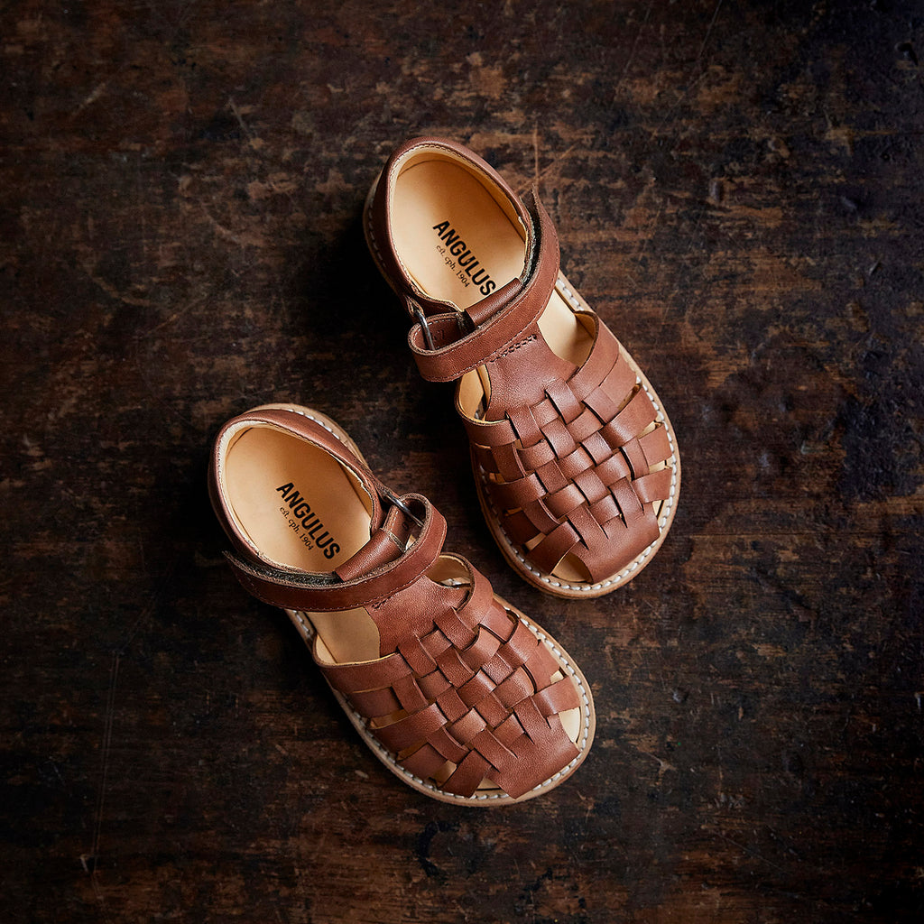 Kids Leather Woven Sandals - Tan – MamaOwl