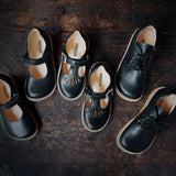 Kids Leather T-Bar Shoes - Black