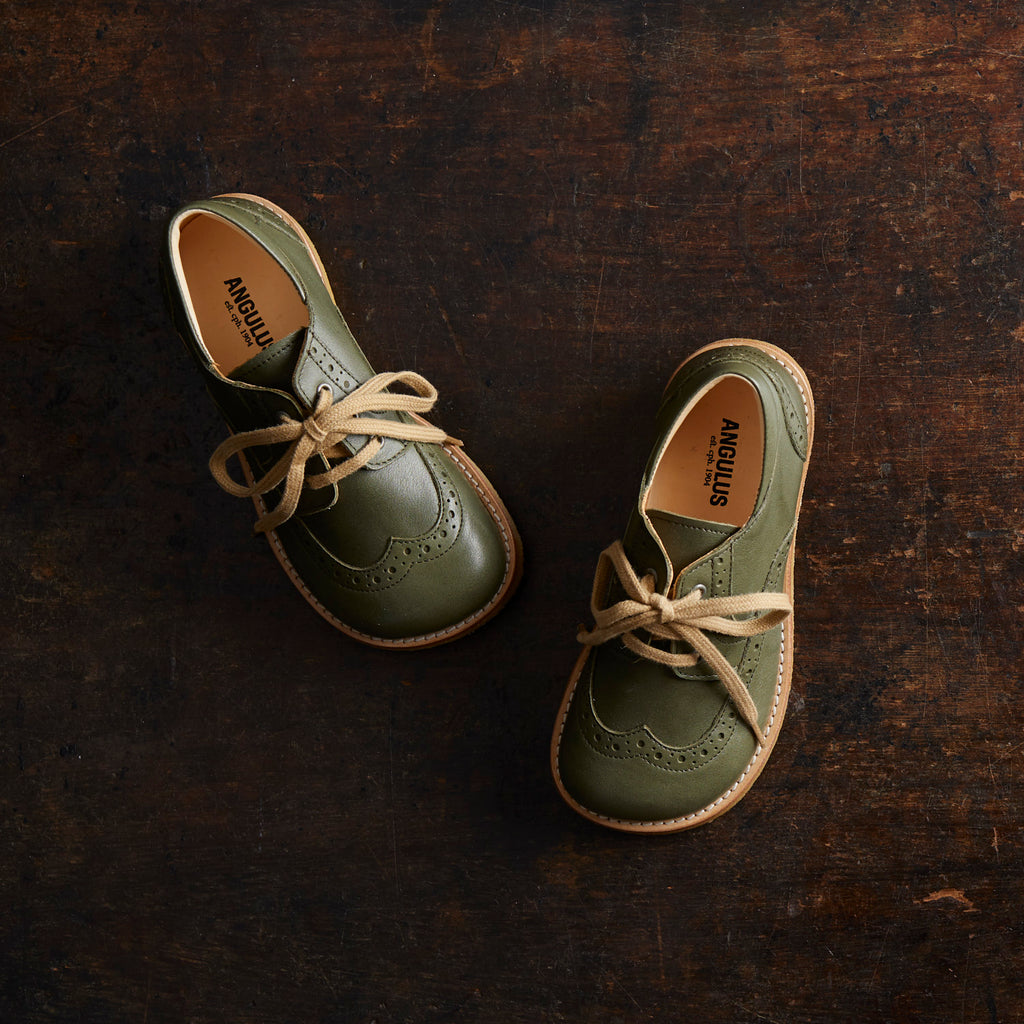 pant Krydderi Antagelse Kids Lace Up Brogue Shoes - Dark Green – MamaOwl