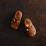 Toddler Leather Petal Scallop Sandals - Cognac